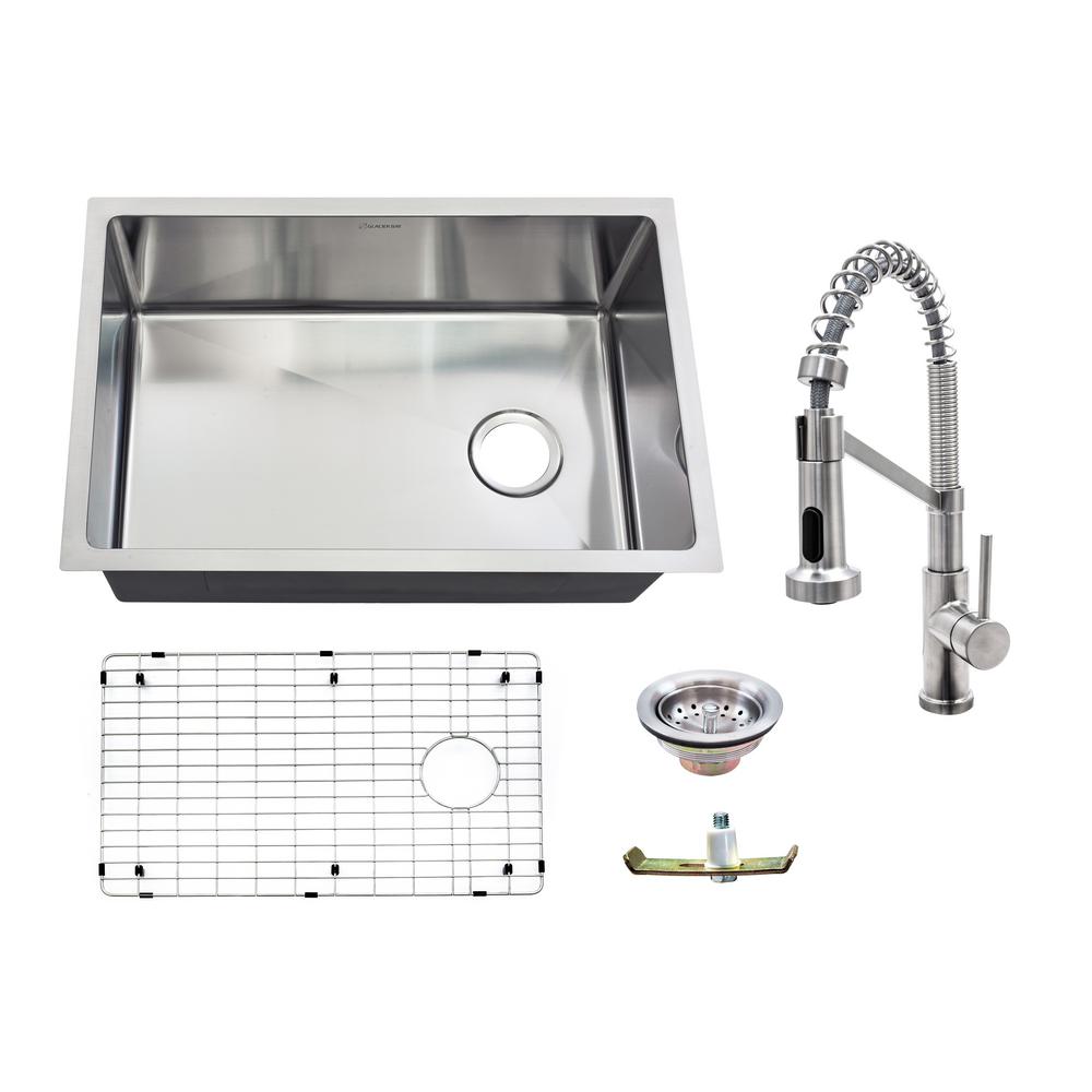 Glacier Bay All In One Undermount Ss 27 In Single Bowl Kitchen Sink Home Plumbing Fixtures Hospitalitybiocleaners Sinks