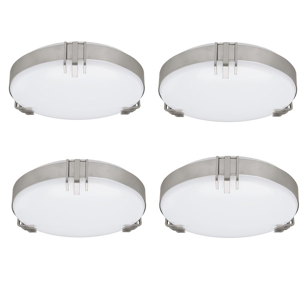 Hampton Bay Mission Industrial 15 in. Round Brushed Nickel LED Flush Mount Light 1430 Lumens Dimmable 3000K 4000K 5000K (4-Pack) was $279.97 now $67.88 (76.0% off)