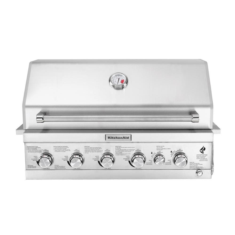 KitchenAid 4-Burner Built-in Propane Gas Island Grill Head in Stainless