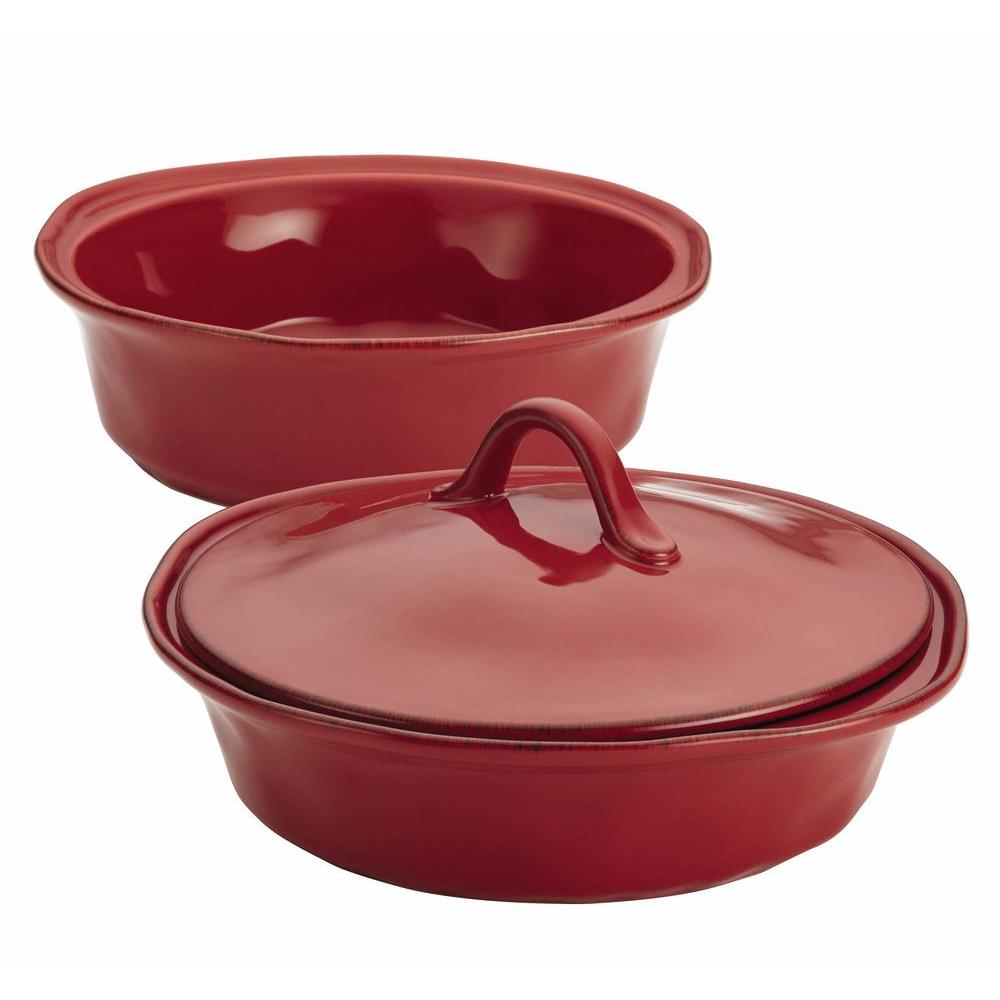 Rachael Ray Cucina Stoneware Round Baker 57430 The Home Depot Rachael Ray Cucina Stoneware Round Baker
