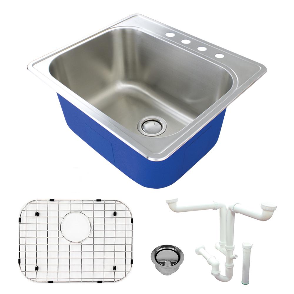 Transolid Meridian 25 in. x 22 in. x 12 in. Stainless Steel Dropin Laundry/Utility Sink Kit