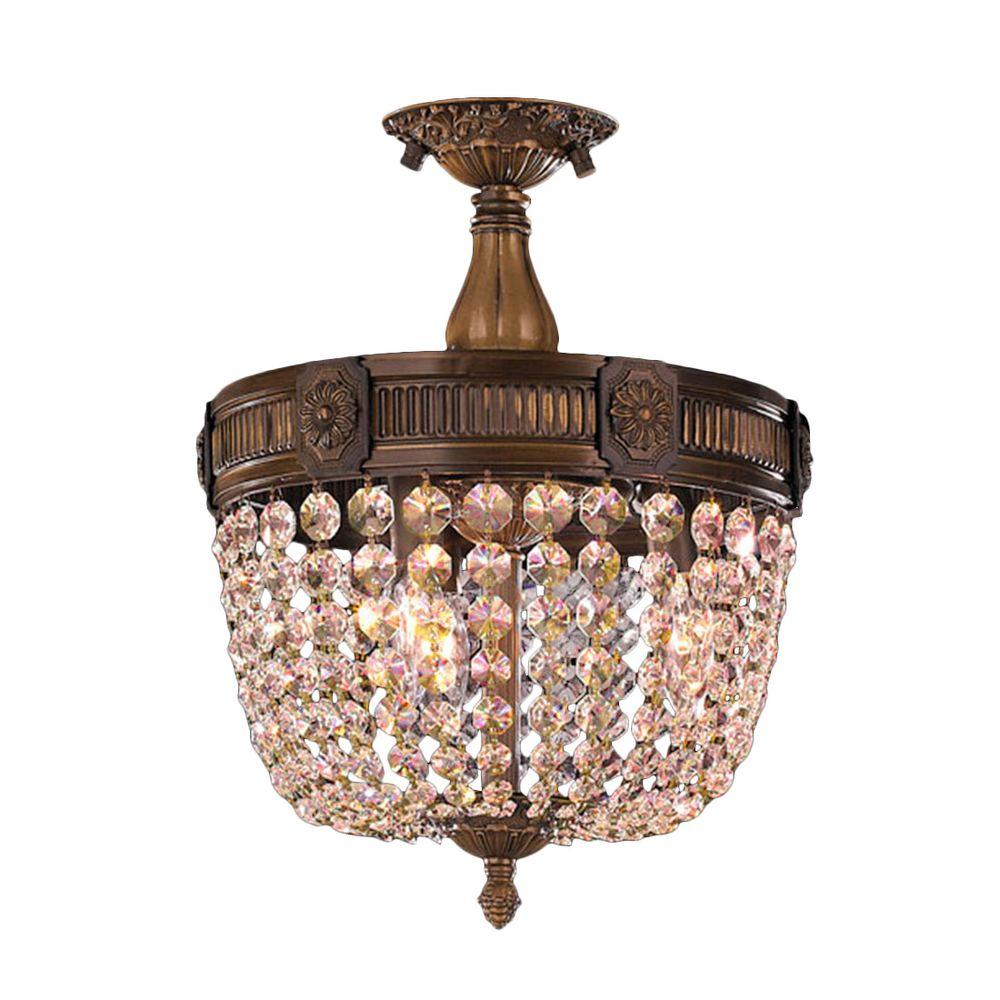 Worldwide Lighting Winchester 3 Light Antique Bronze And Golden Teak Worldwide Lighting Winchester 3 Light Antique Bronze And Golden Teak Crystal Ceiling Semi Flush