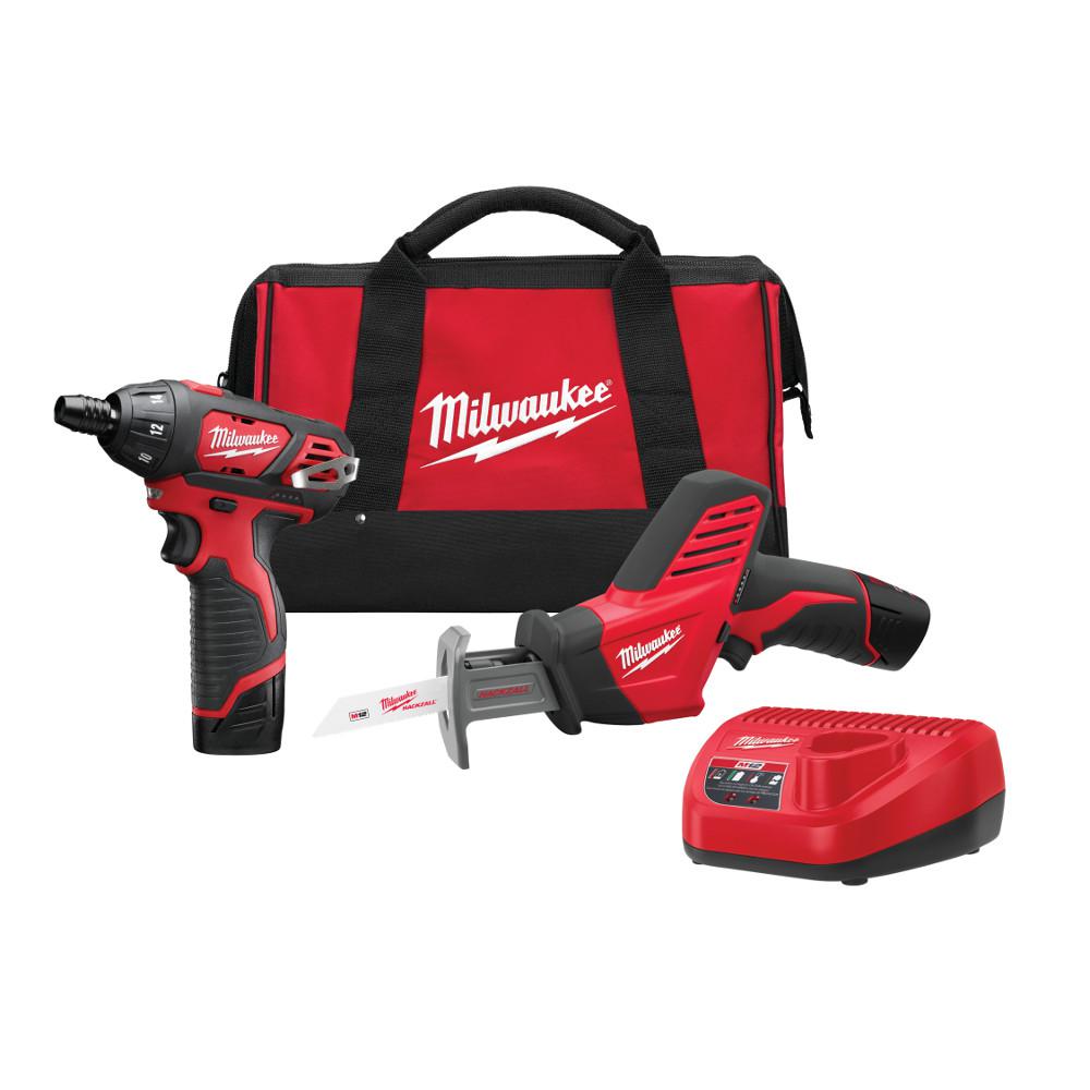 Milwaukee M12 12-Volt Lithium-Ion Cordless Screwdriver/HACKZALL Combo Kit (2-Tool) with Two 1.5 Ah Batteries, Charger and Tool Bag