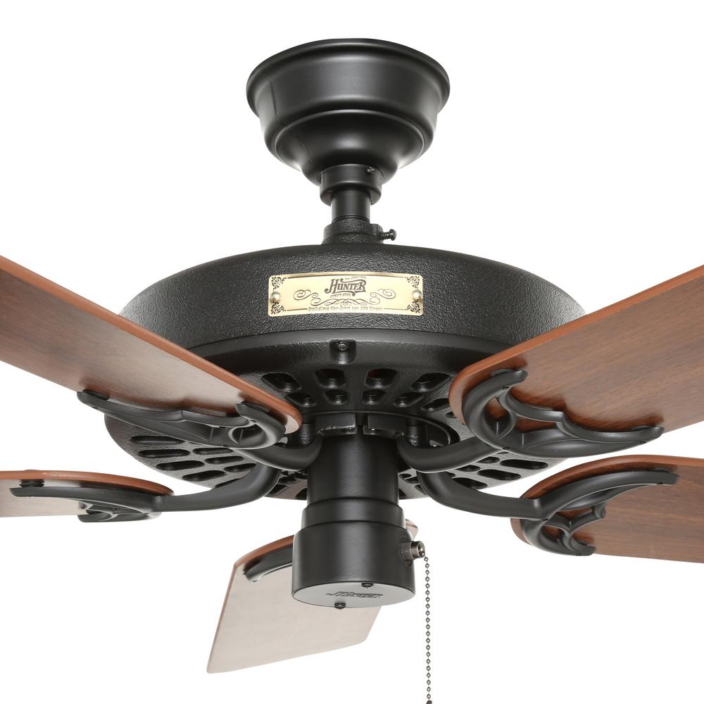 Hunter 23838 Original 52 Black Ceiling Fan with Five Walnut/Cherry