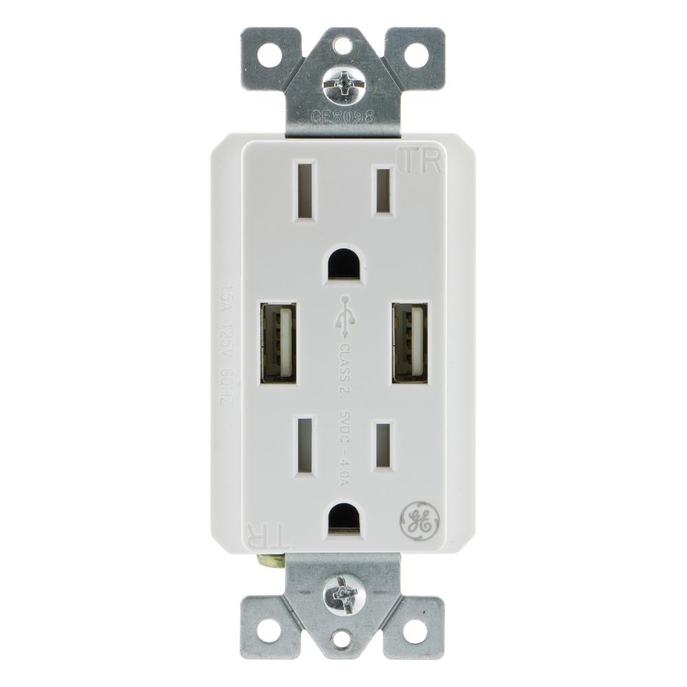 Ge 2 Usb Ultrapro Charging Tamper Resistant In Wall Receptacle