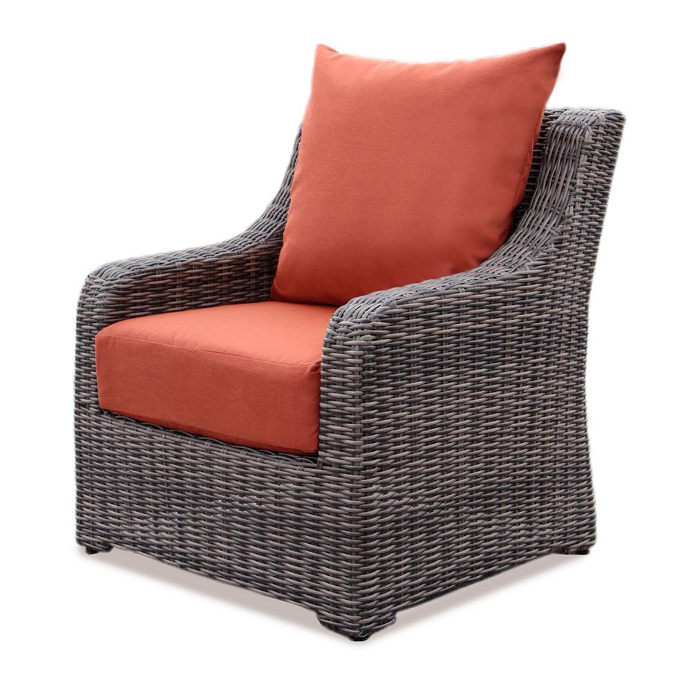 Ae Outdoor Arizona 8 Piece All Weather Wicker Patio Sectional With Ae Outdoor Cherry Hill Plastic Lounge Chair With Canvas Brick Cushion