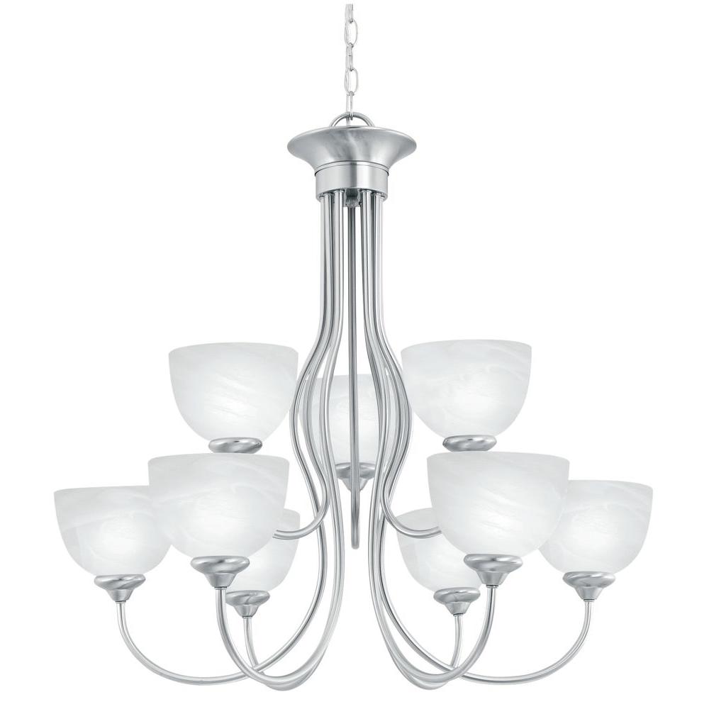 Thomas Lighting Tahoe 9 Light Brushed Nickel Hanging Chandelier Thomas Lighting Tahoe 9 Light Brushed Nickel Hanging Chandelier