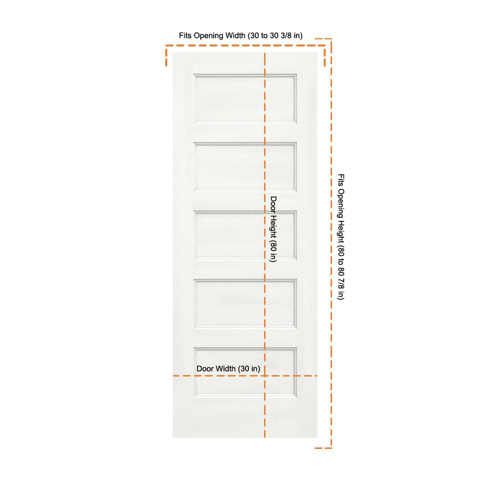 JELD-WEN 30 in. x 80 in. Conmore White Paint Smooth Solid Core Molded ...