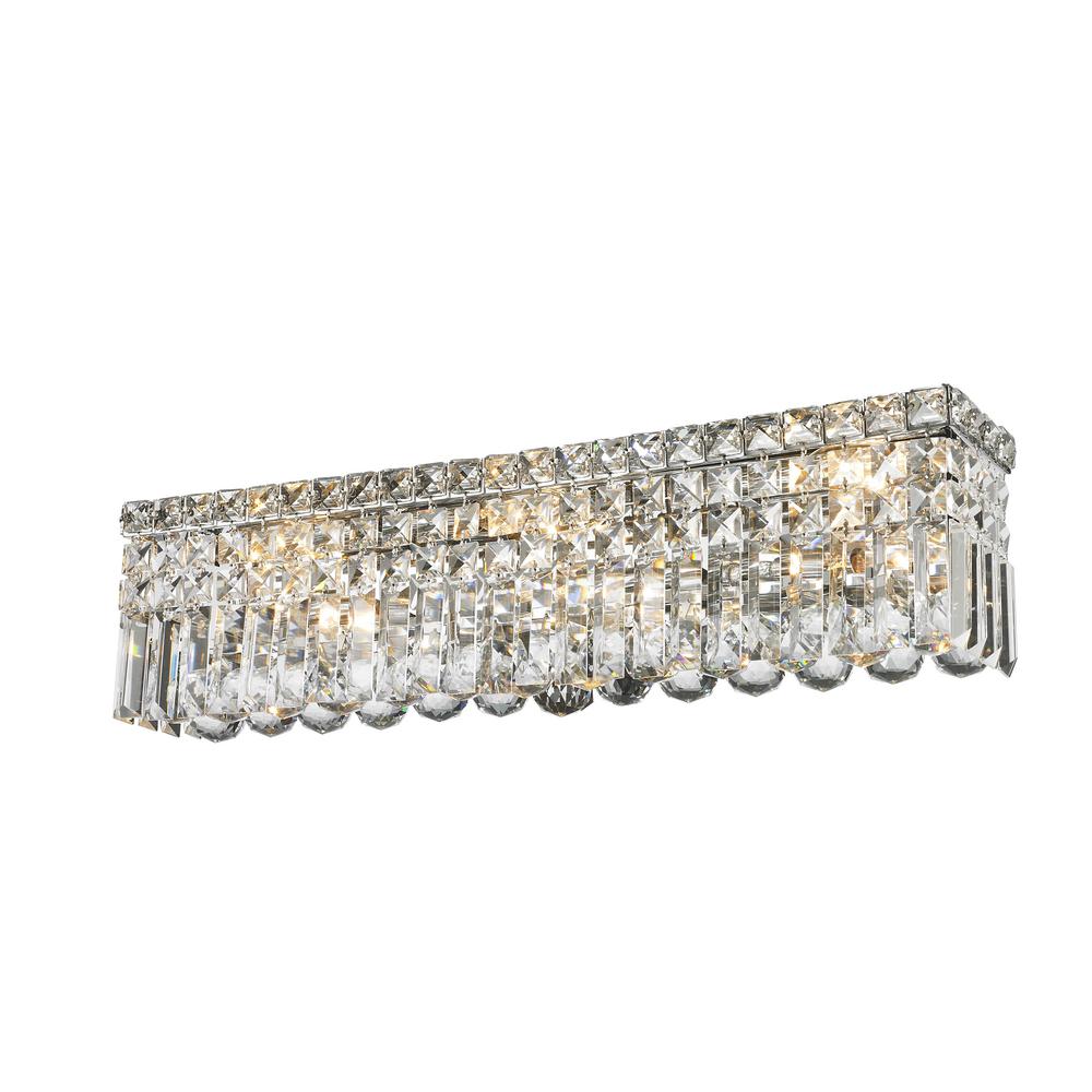 Worldwide Lighting Cascade Collection 6 Light Polished Chrome Vanity Worldwide Lighting Cascade Collection 6 Light Polished Chrome Vanity With Clear Crystal