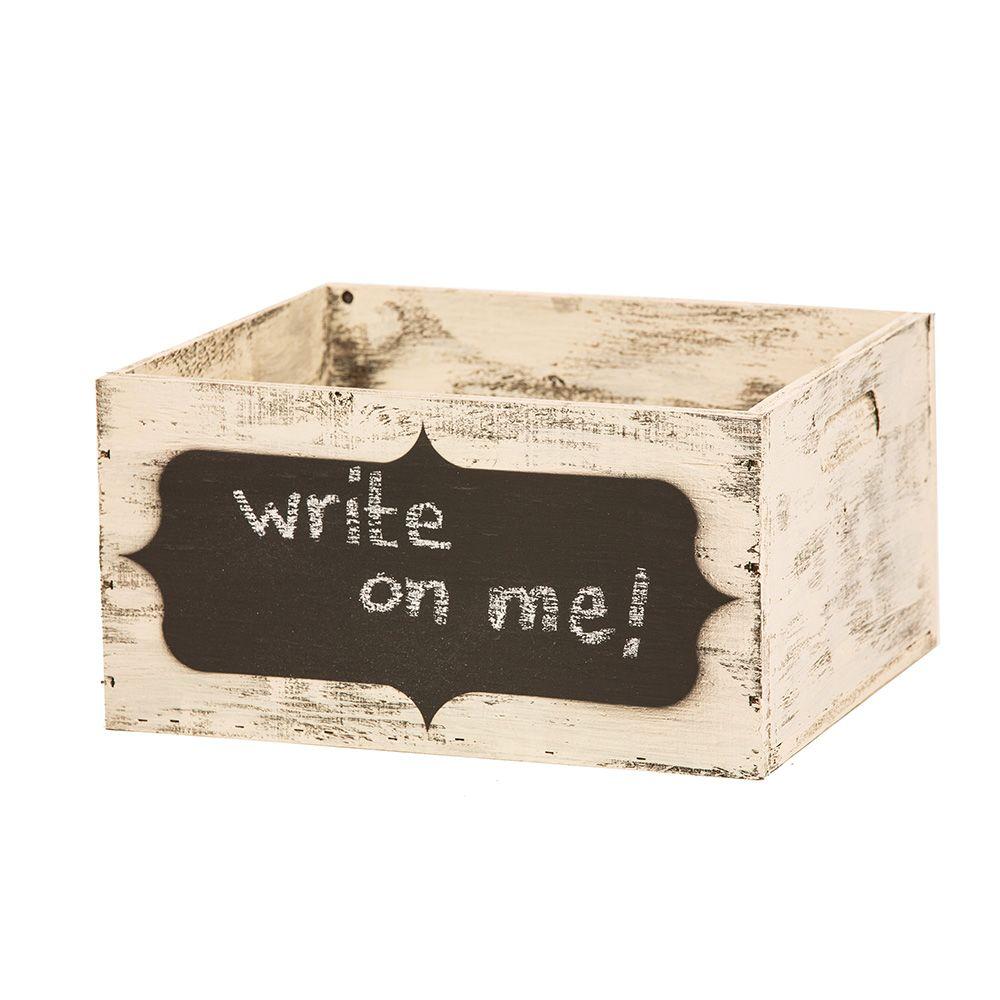 13 in. Whitewashed Wooden Chalkboard Box0105 The Home Depot