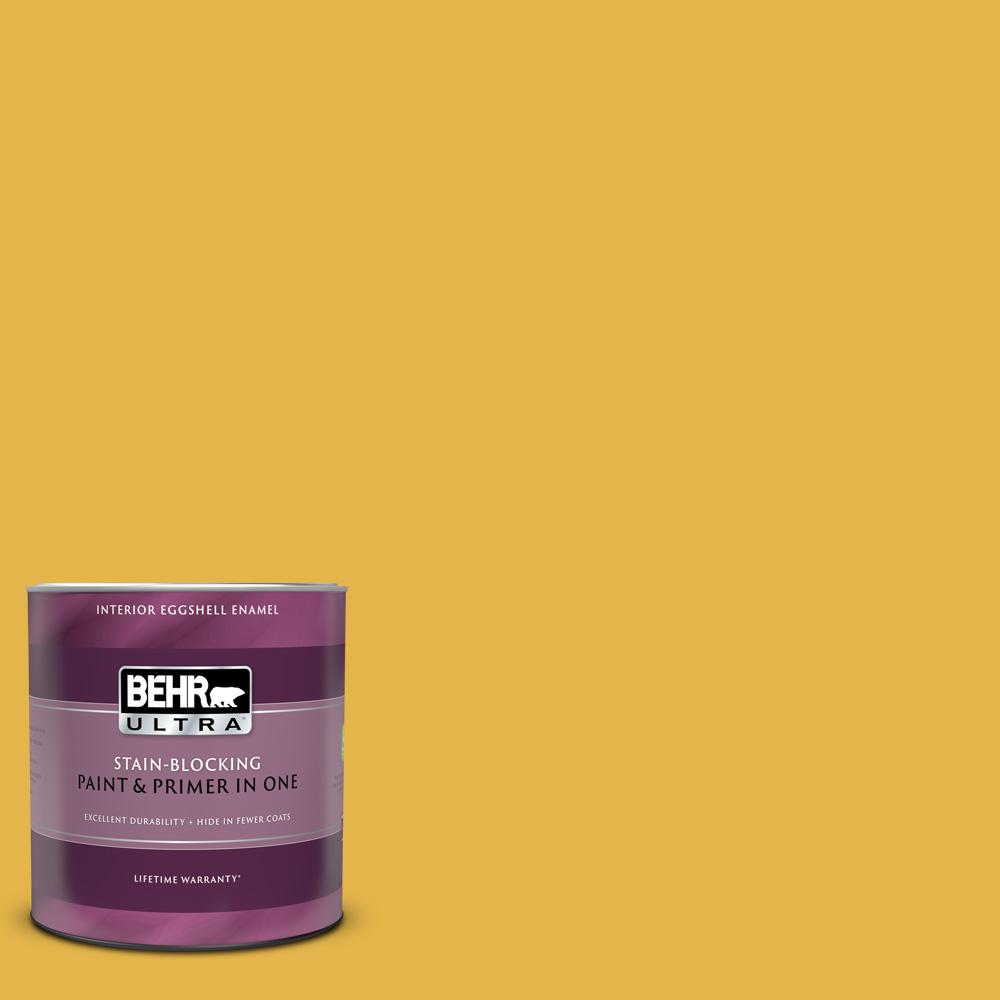 BEHR ULTRA 1 Qt. #360D-6 Yellow Gold Eggshell Enamel Interior Paint and ...