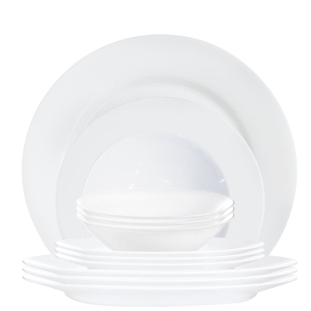 Luminarc Everyday 12 Piece Contemporary White Glass Dinnerware Set Service For 4 P0815 The Home Depot - Glass Dinnerware Sets Luminarc Everyday 12 Piece Contemporary White Glass Dinnerware Set Service For 4 P0815 The Home Depot - Glass Dinnerware Sets