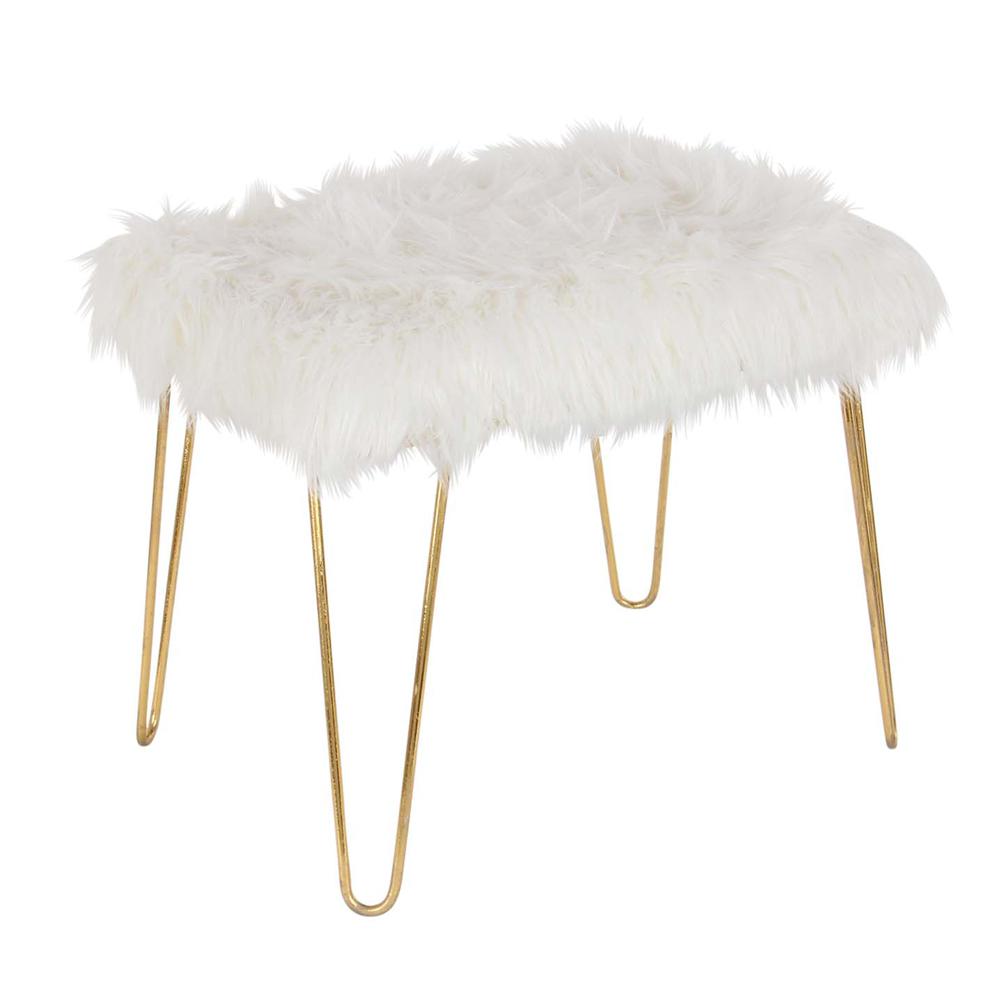 24 in. x 19 in. Rustic Metal Fur Gold Stool65619 The Home Depot