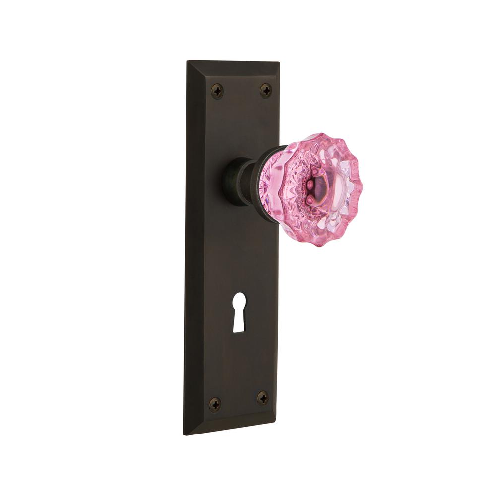 Nostalgic Warehouse New York Plate Interior Mortise Crystal Pink