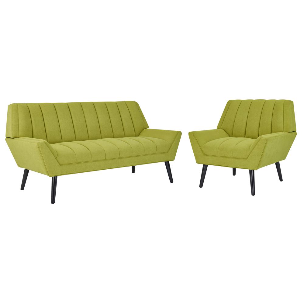 Handy Living Houston Mid Century Modern Sofa And Arm Chair Set In