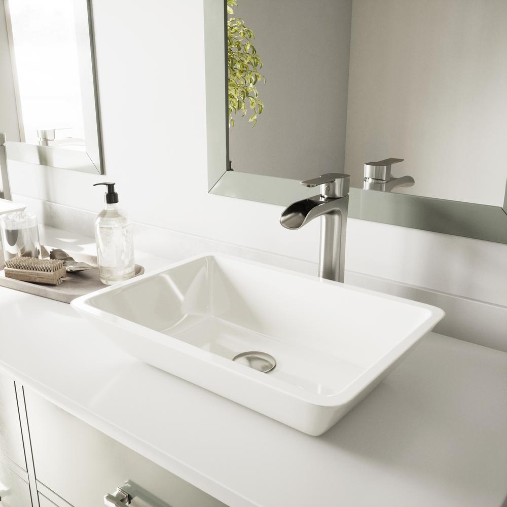 Vigo Phoenix Stone Vessel Sink In White With Niko Faucet Vigo Phoenix Stone Vessel Sink In White With Niko Faucet Brushed Nickel