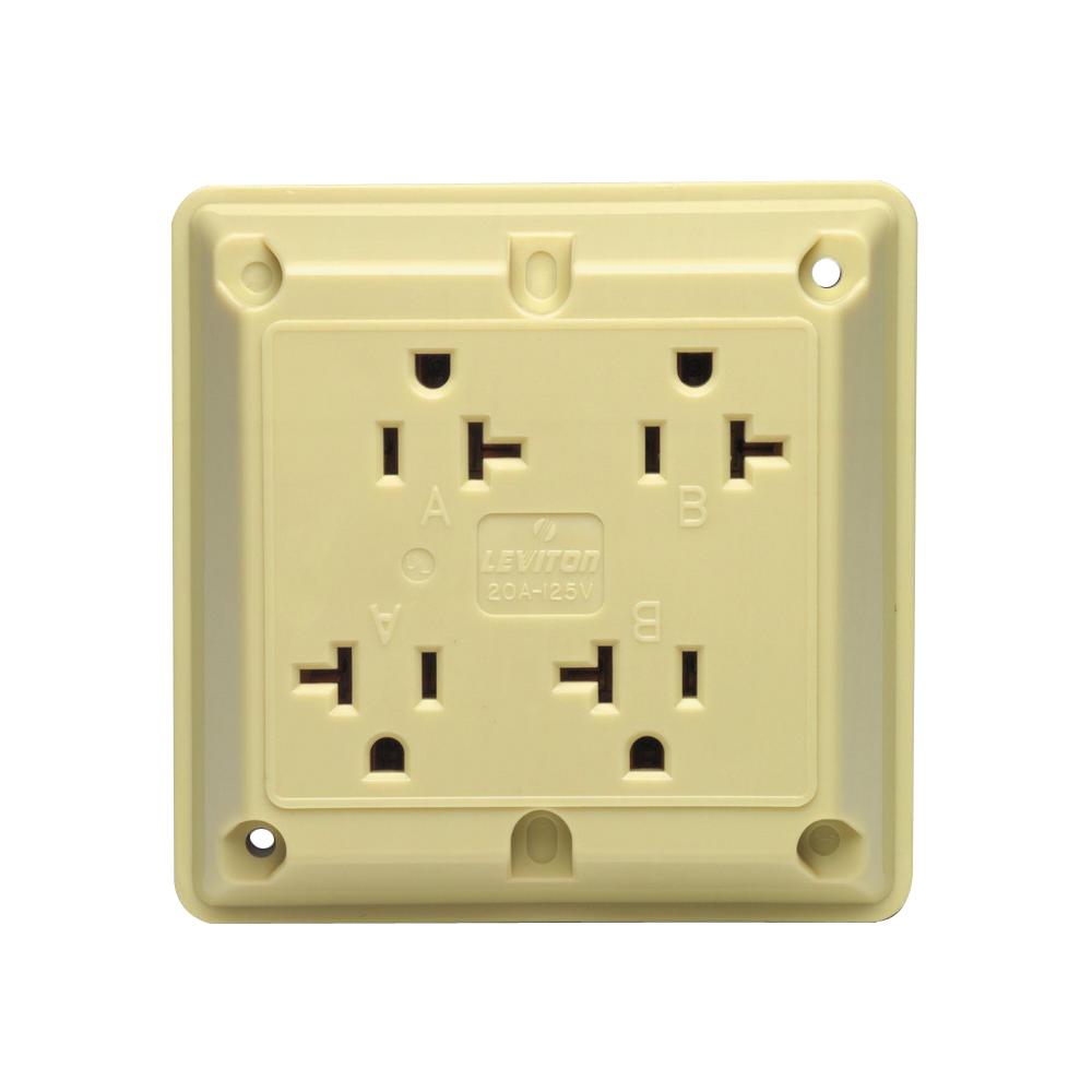 Leviton 20 Amp Industrial Grade Heavy Duty 4-in-1 Grounding Outlet ...