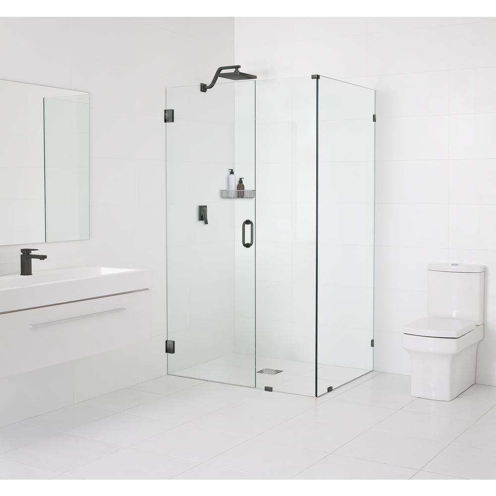 Glass Warehouse 46 5 X 78 In 35 Frameless 90 Hinged Wall Shower Enclosure Oil Rub Bronze With Handle