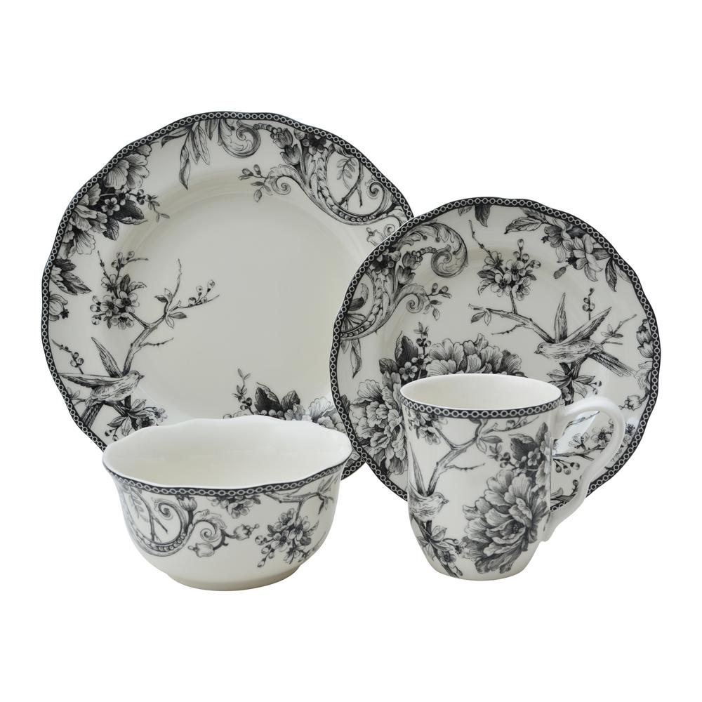 black toile dinnerware