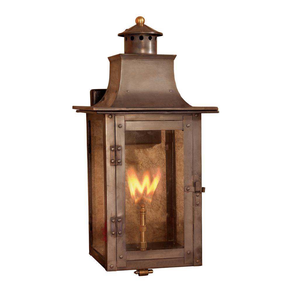 Natural Gas Outdoor Lighting The Home Depot Outdoor Washed Pewter Gas Wall Lantern