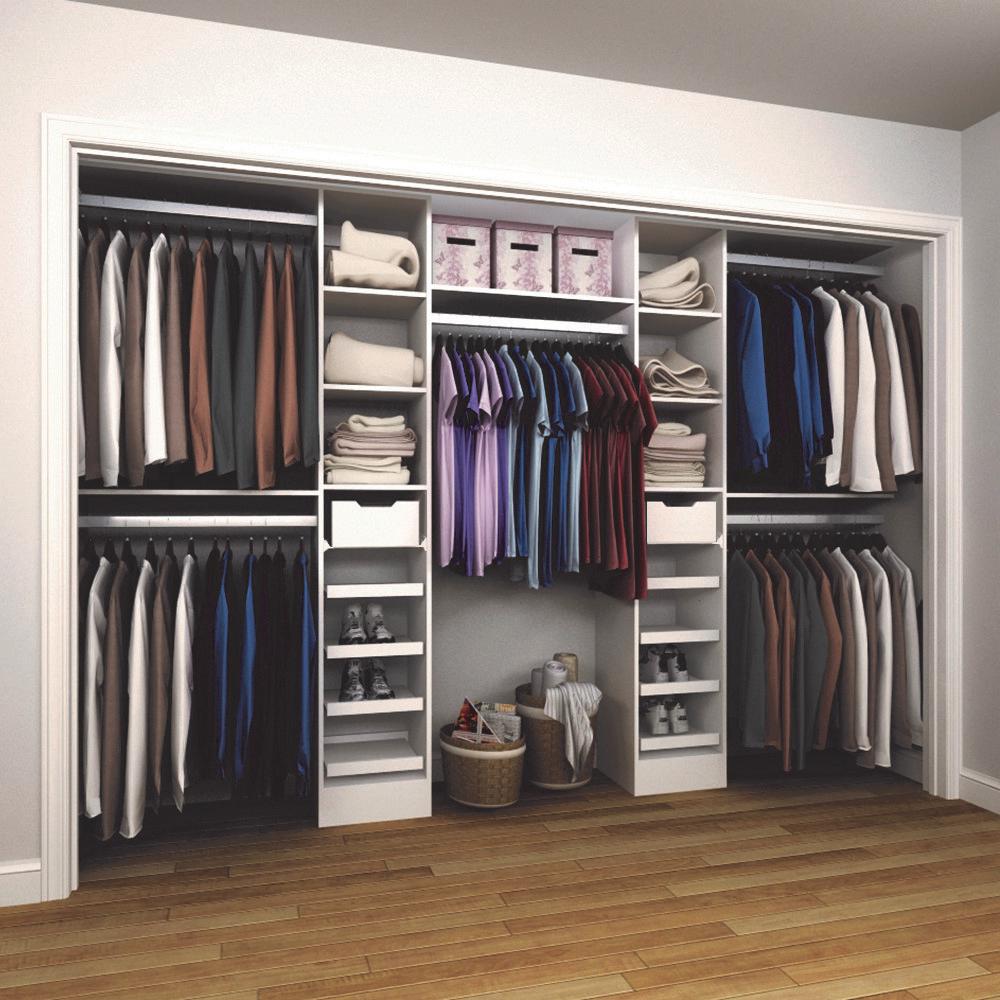 Modifi 15 in. D x 165 in. W x 84 in. H Melamine Reach-In Closet System