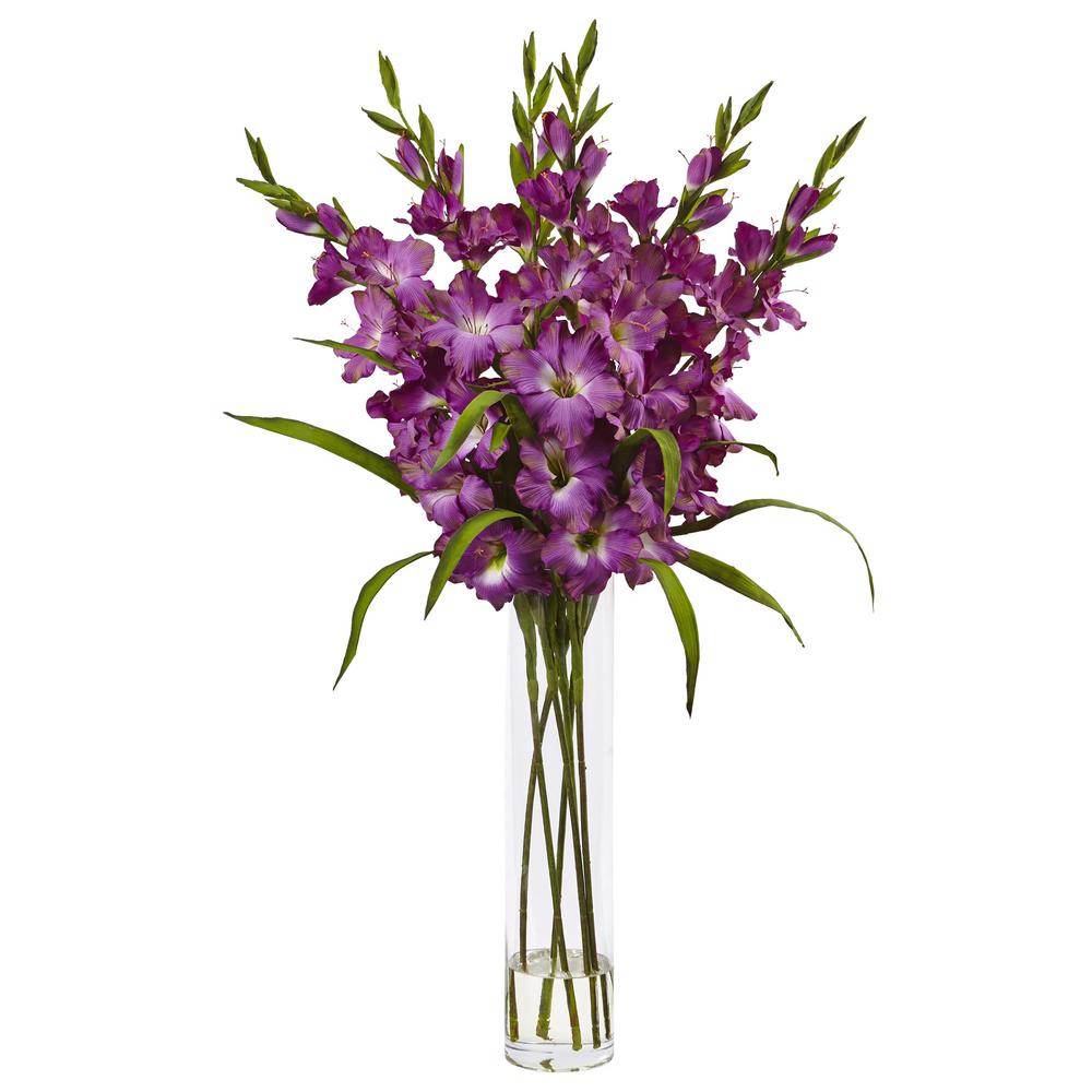 Nearly Natural Large Gladiola with Cylinder Vase Silk Arrangement1240