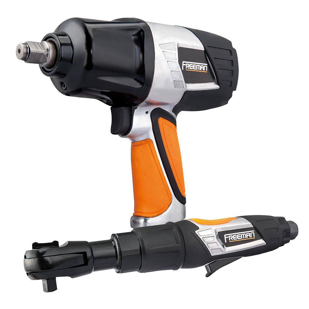 Freeman Pneumatic 1/2 inch Impact Wrench and 3/8 inch Ratchet Wrench Kit with... by Freeman