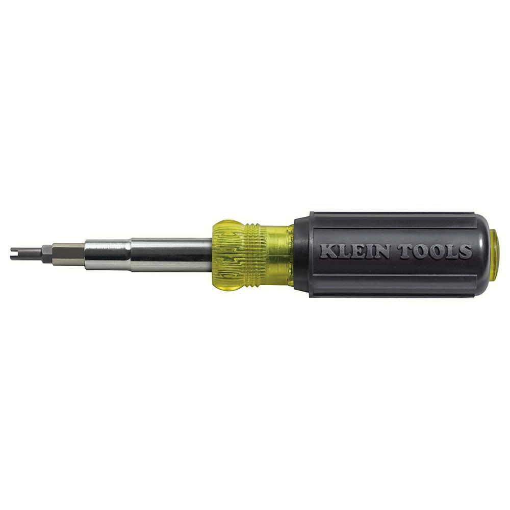 Klein Tools 11 In 1 Multi Bit Screwdriver Nut Driver With Schrader Valve Core Tool Cushion Grip Handle 32527 The Home Depot