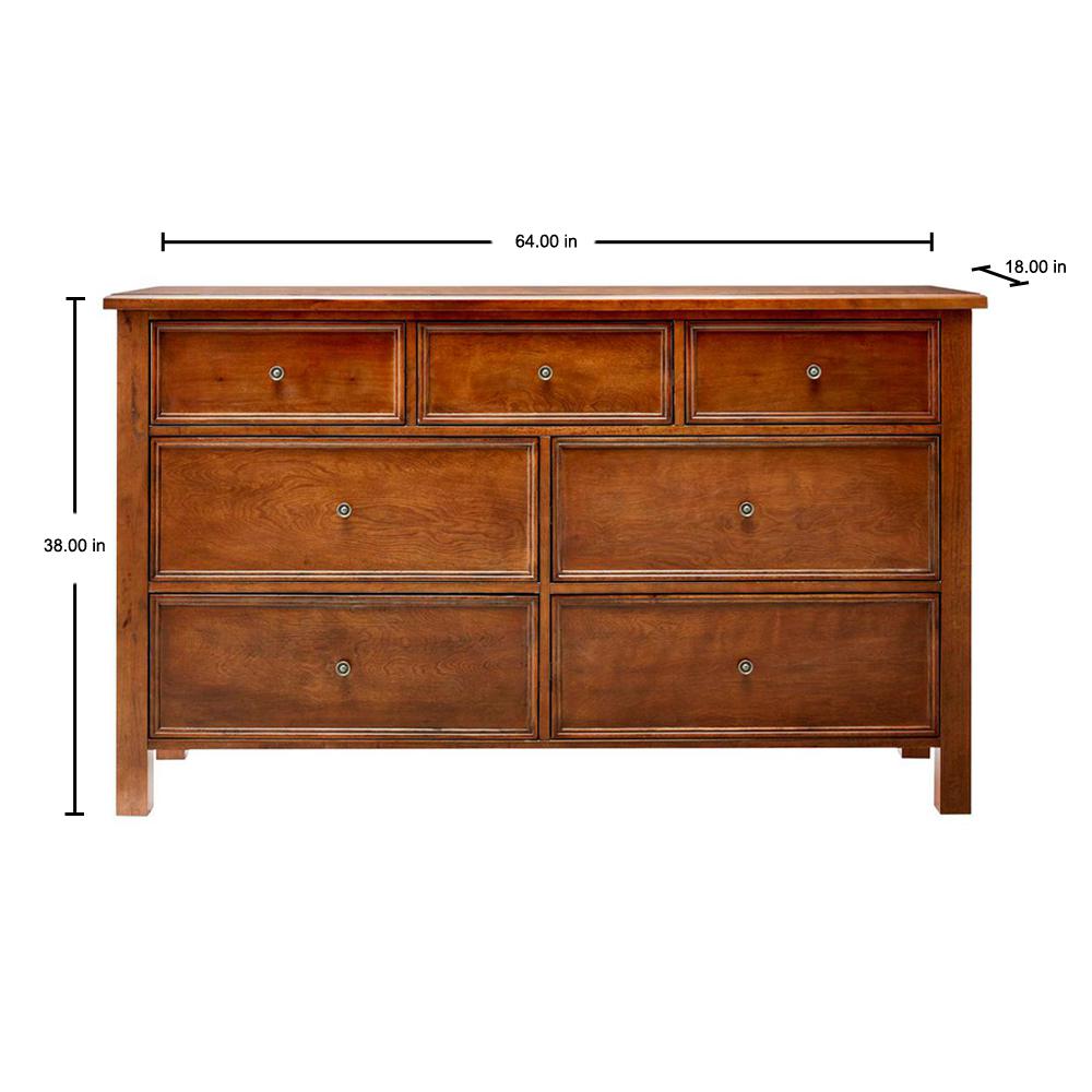 Stylewell Marford Walnut Finish 7 Drawer Dresser With Side Detail