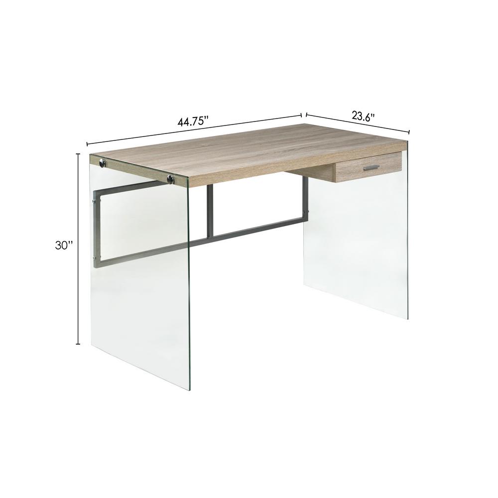 Onespace Walnut Escher Skye Computer Writing Desk Glass And Wood