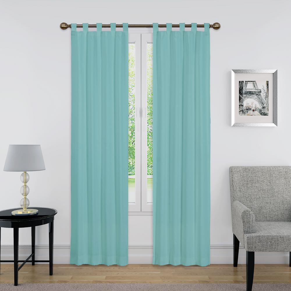 95 In L Light Filtering Aegean Poly Cotton Tab Top Curtain Panel