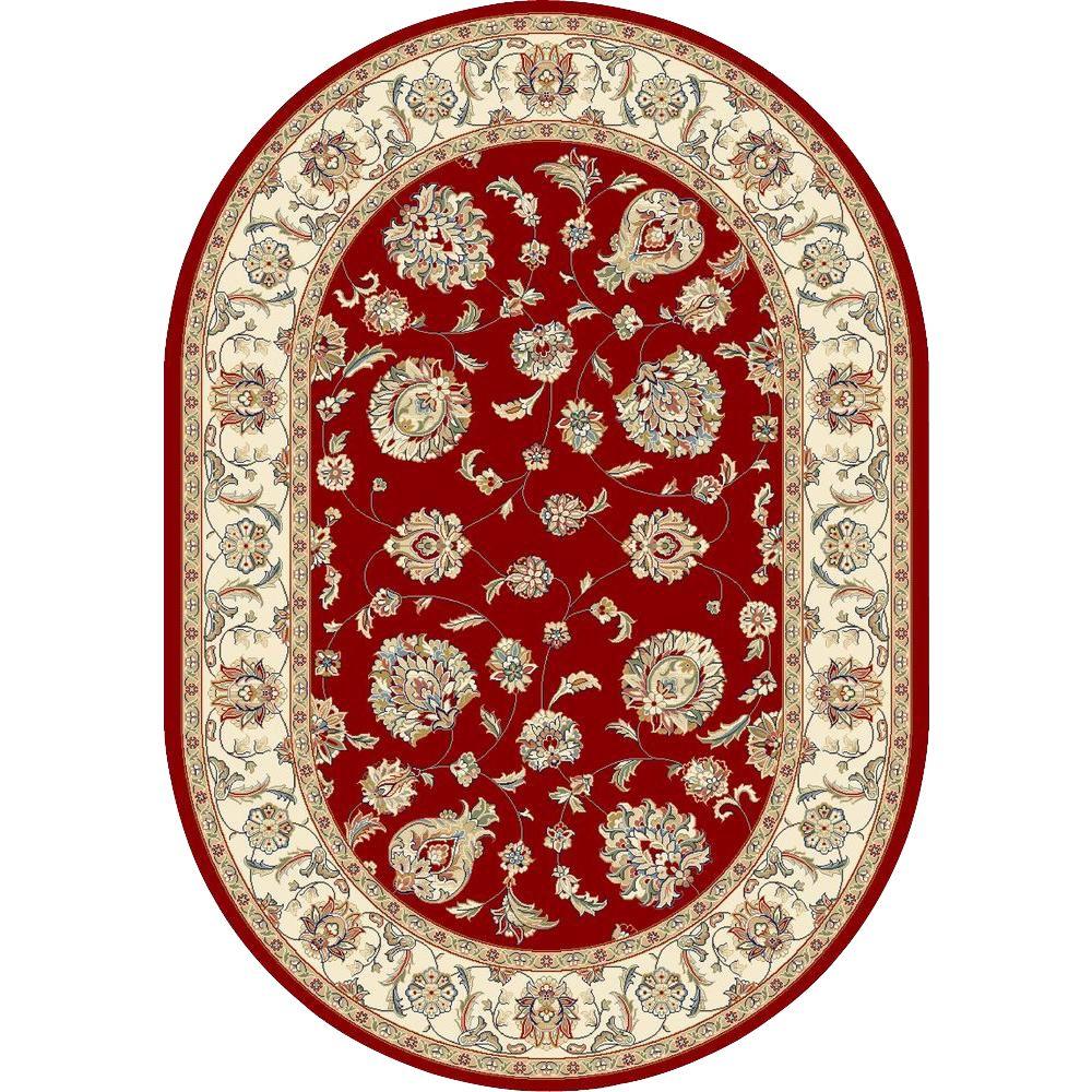 Judith Red/Ivory 5 ft. x 8 ft. Oval Indoor Area Rug9173055110 The