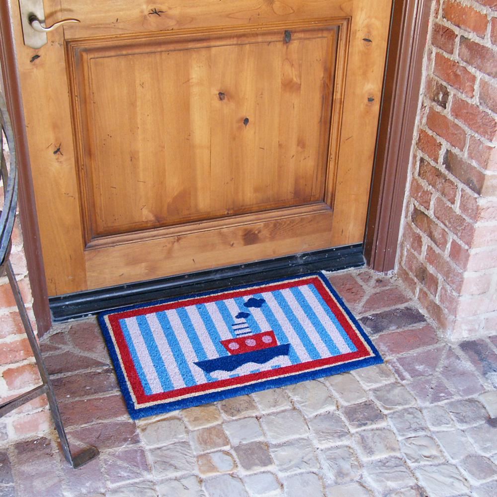 Rubber Cal Welcome Aboard Mat 18 In X 30 In Nautical Door Mat