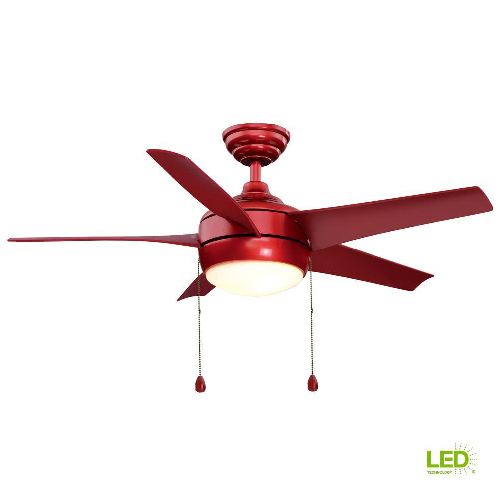 Home Decorators Collection Windward 44 In Led Red Ceiling Fan With Light Kit