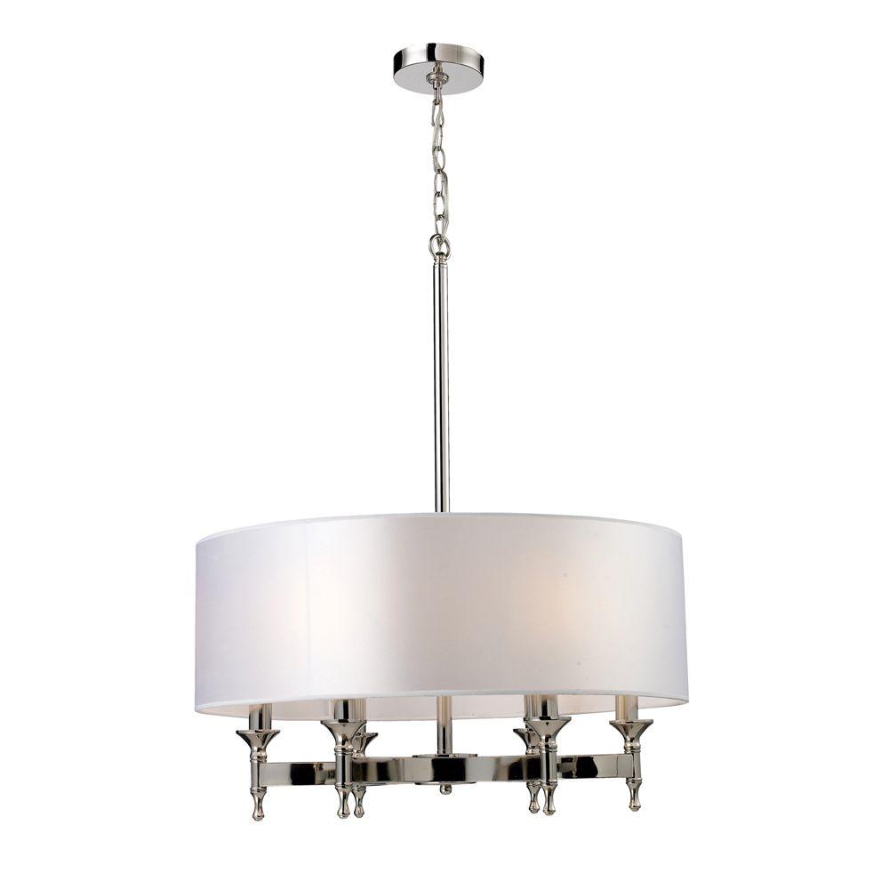 Pembroke 6-Light Polished Nickel Chandelier With Light Silver Fabric Shade sc 1 st The Home Depot : thomas lighting pendenza - azcodes.com