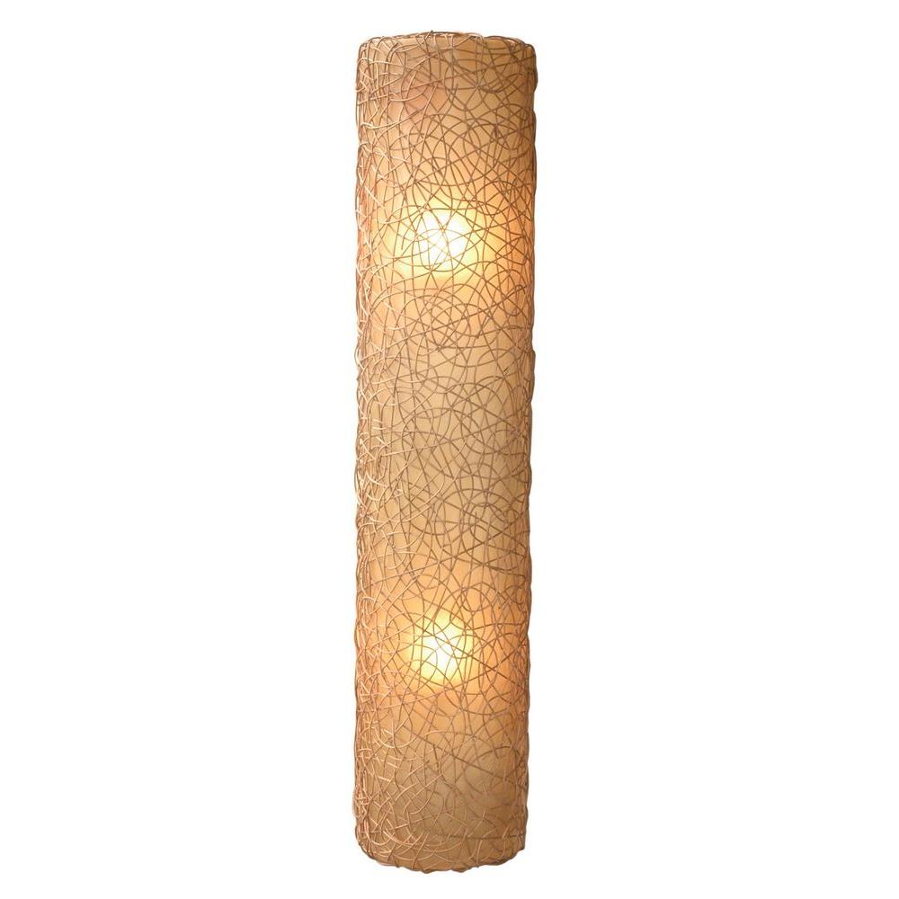 Jeffan Modern 2 Light Amber Half Moon Shaped Wall Sconce With Jeffan Modern 2 Light Amber Half Moon Shaped Wall Sconce With Natural Rattan Accent