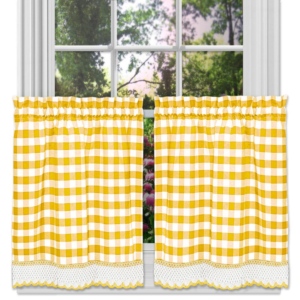 Achim Buffalo Check Yellow Polyester Cotton Rod Pocket Tier Pair