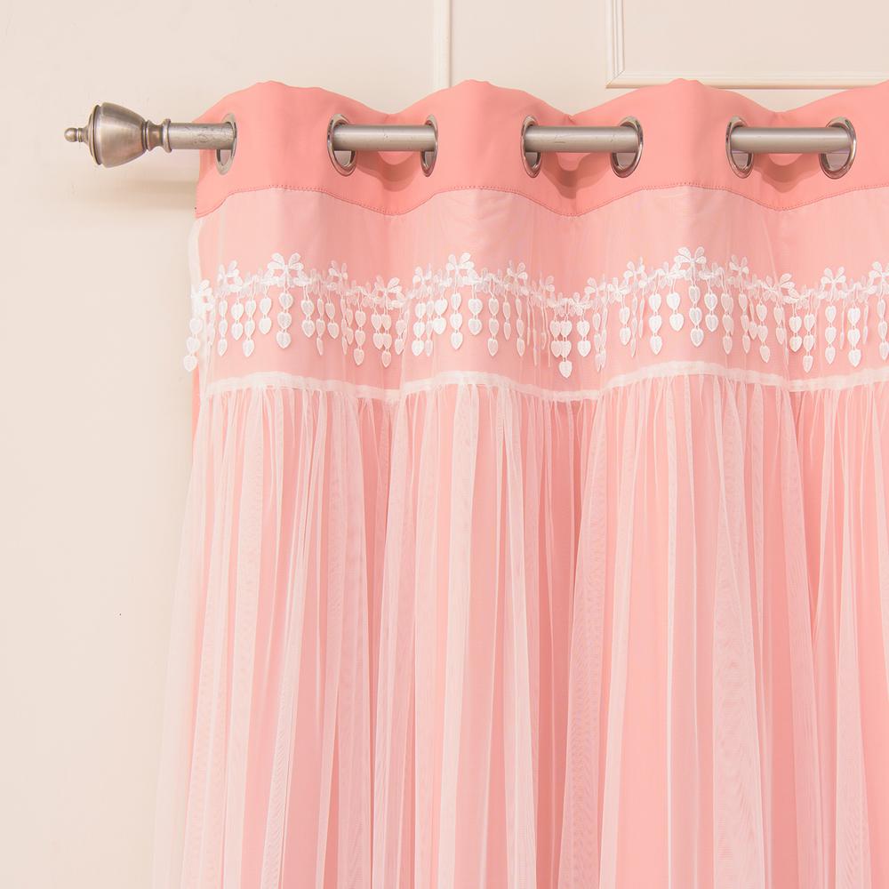 Best Home Fashion Coral 84 In L Elis Lace Overlay Blackout