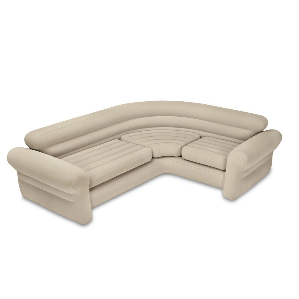 Intex Inflatable Full Size Air Mattress Sectional Sofa In Beige