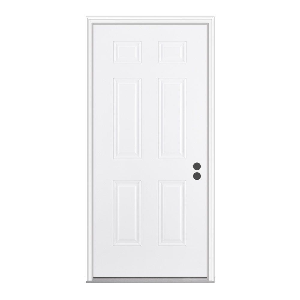 Jeld Wen 36 In X 80 In 6 Panel Primed White Fiberglass Prehung