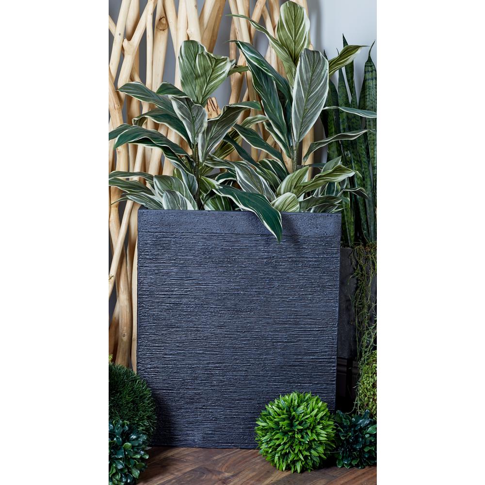 Litton Lane Black Fiber Clay Rectangular Planters Set Of 2 40465 Black Fiber Clay Rectangular Planters Set Of 2