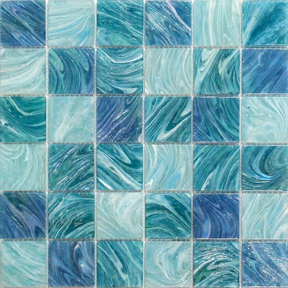 Ivy Hill Tile Aqua Blue Sky Mesh Mounted Squares Gl Floor And Wall 3 In X 6 Sample