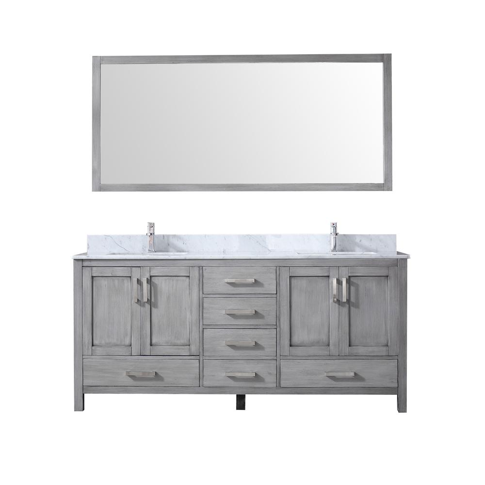 Lexora Jacques 72 In Double Bath Vanity Distressed Grey W White Carrera Marble Top Square Sinks And 70 Mirror Lj342272dddsm70 The Home Depot - 70 Inch Bathroom Vanity Home Depot Lexora Jacques 72 In Double Bath Vanity Distressed Grey W White Carrera Marble Top Square Sinks And 70 Mirror Lj342272dddsm70 The Home Depot - 70 Inch Bathroom Vanity Home Depot
