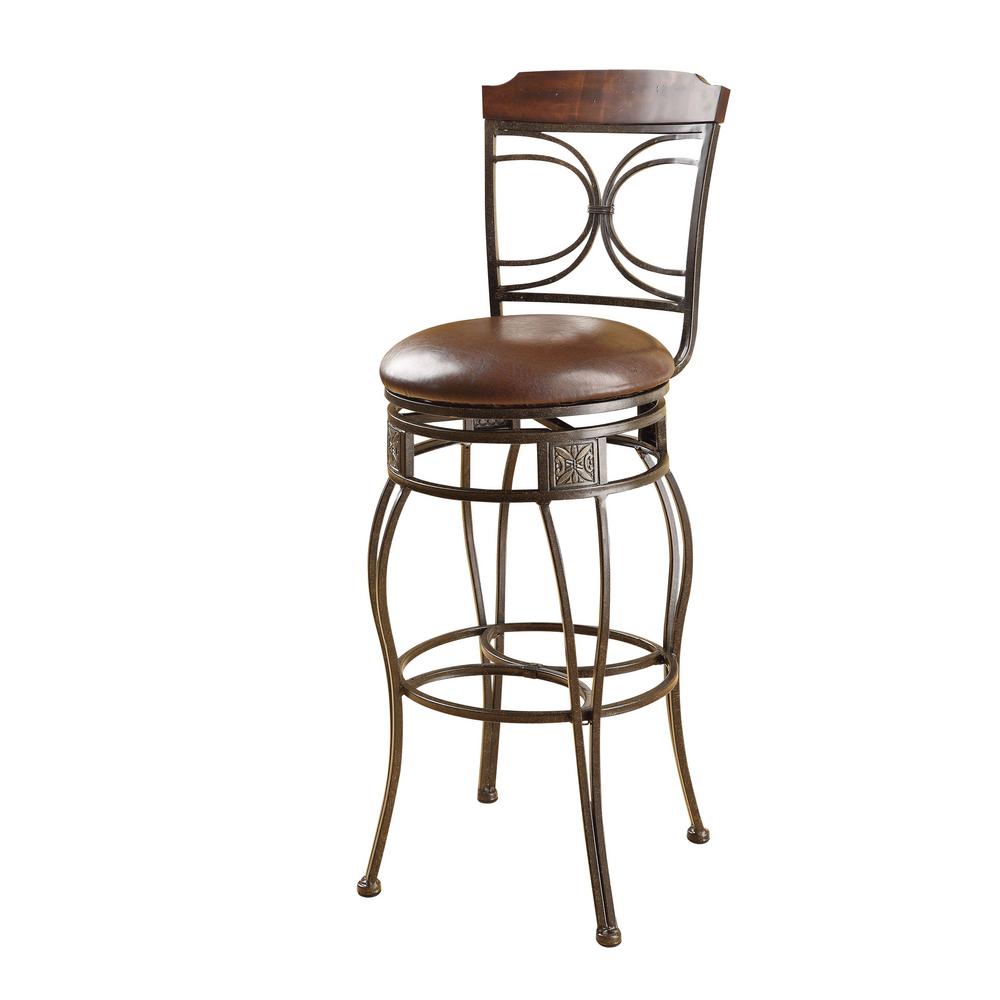 ACME Tavio 29 in. Black Gold Brush Swivel Cushioned Bar Stool (Set of 2)96047 The Home Depot