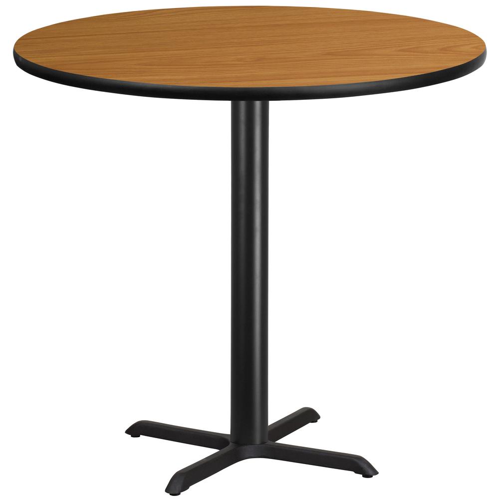 Flash Furniture 36 in. Round Black and Walnut Laminate Table Top with 24 in. Round Bar Height