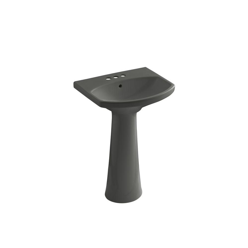 KOHLER Cimarron Vitreous China Pedestal Combo Bathroom Sink in Thunder