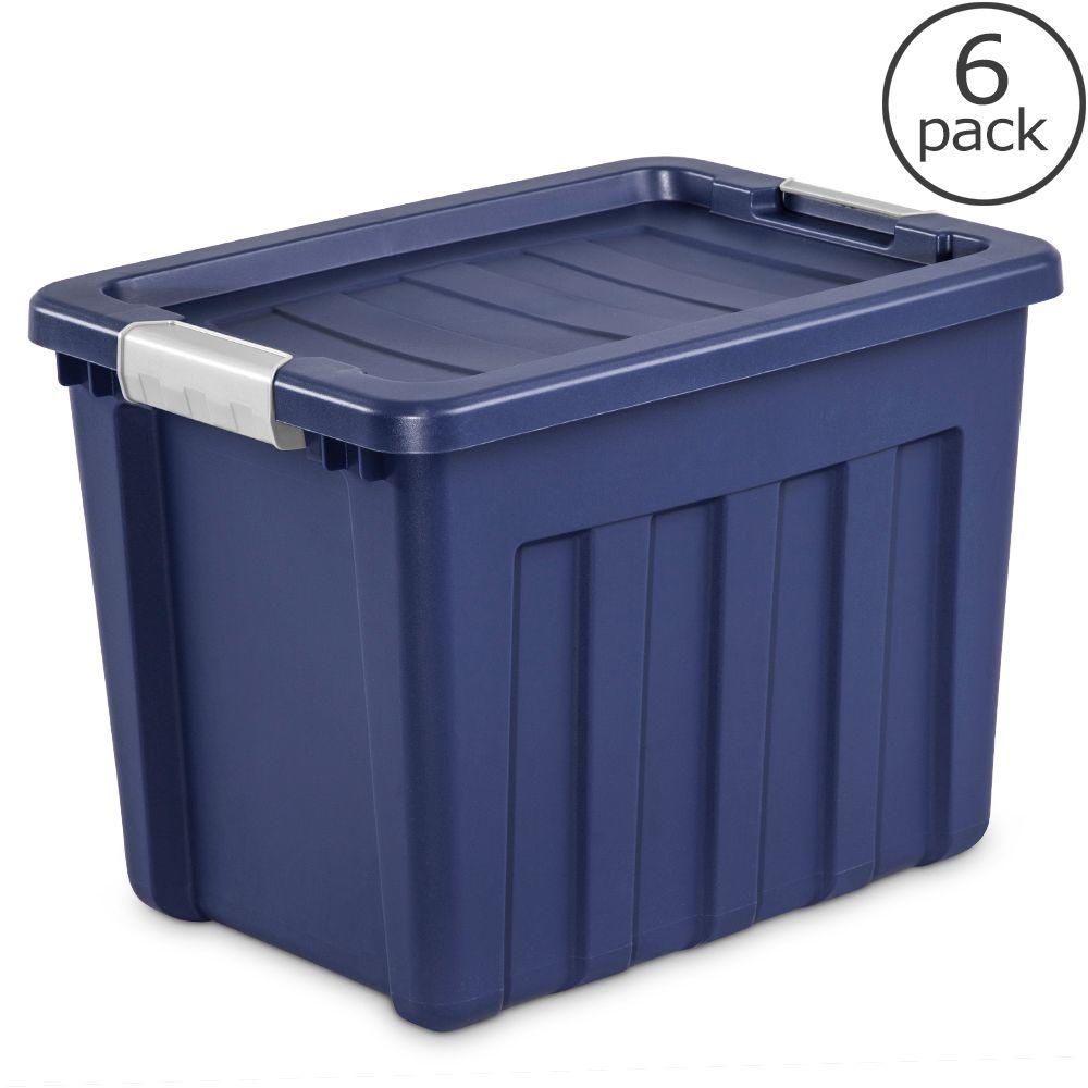 blue base and lid with titanium lathces sterilite storage bins totes 16867406 64_1000