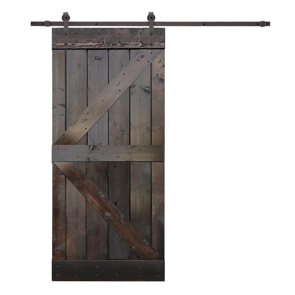Calhome 36 In X 84 K Style Knotty Pine Wood Barn Door With K Style Knotty Pine Wood Barn Door With Sliding Hardware Kit