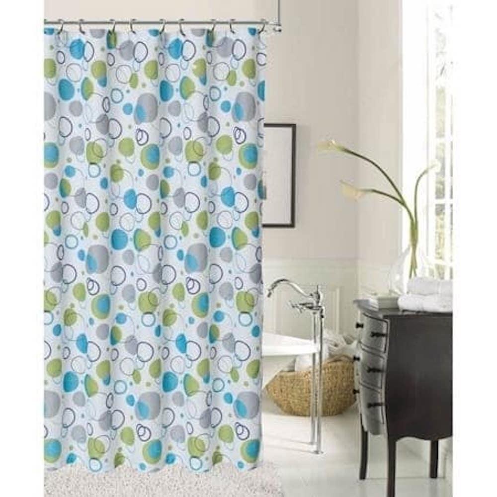 blue and green shower curtain