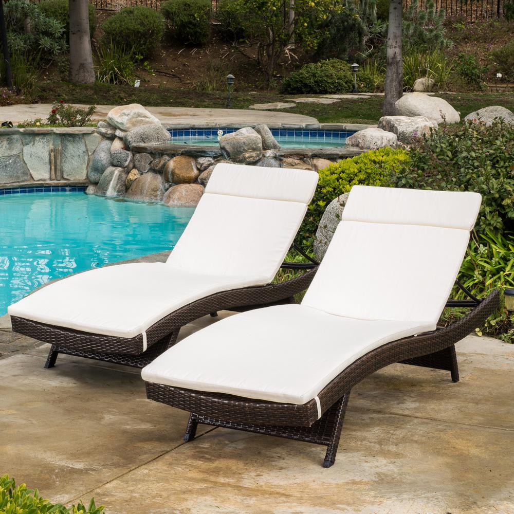 Noble House Salem Multi-Brown Wicker Outdoor Chaise ...